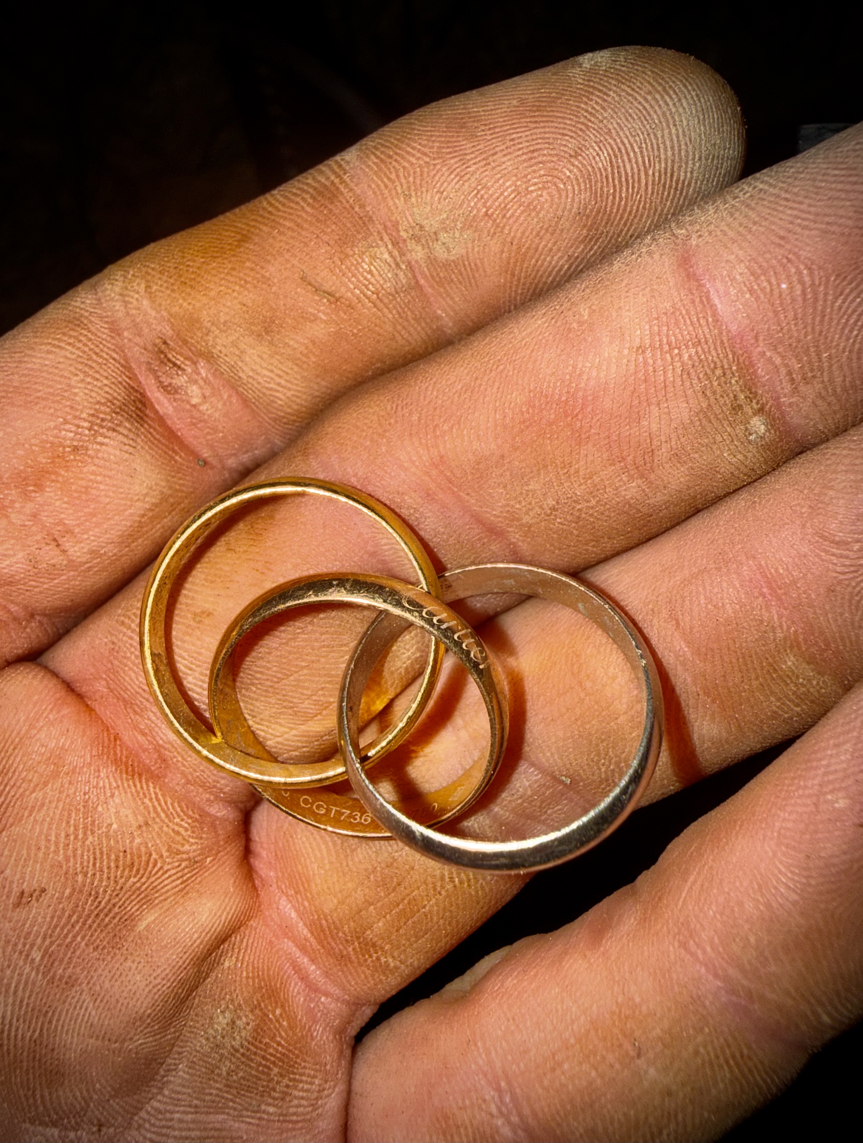 Recovered 18k Cartier Trinity Gold Ring